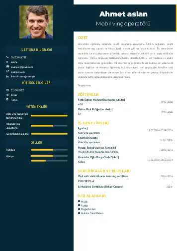 Vinç Operatörü Cv Örnekleri cv indir